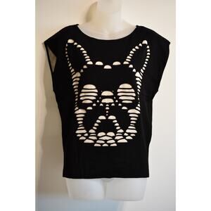 RVN S NWT Top Cutout Illusion Frenchy Frenchie Pullover Thick Knit Black Sand